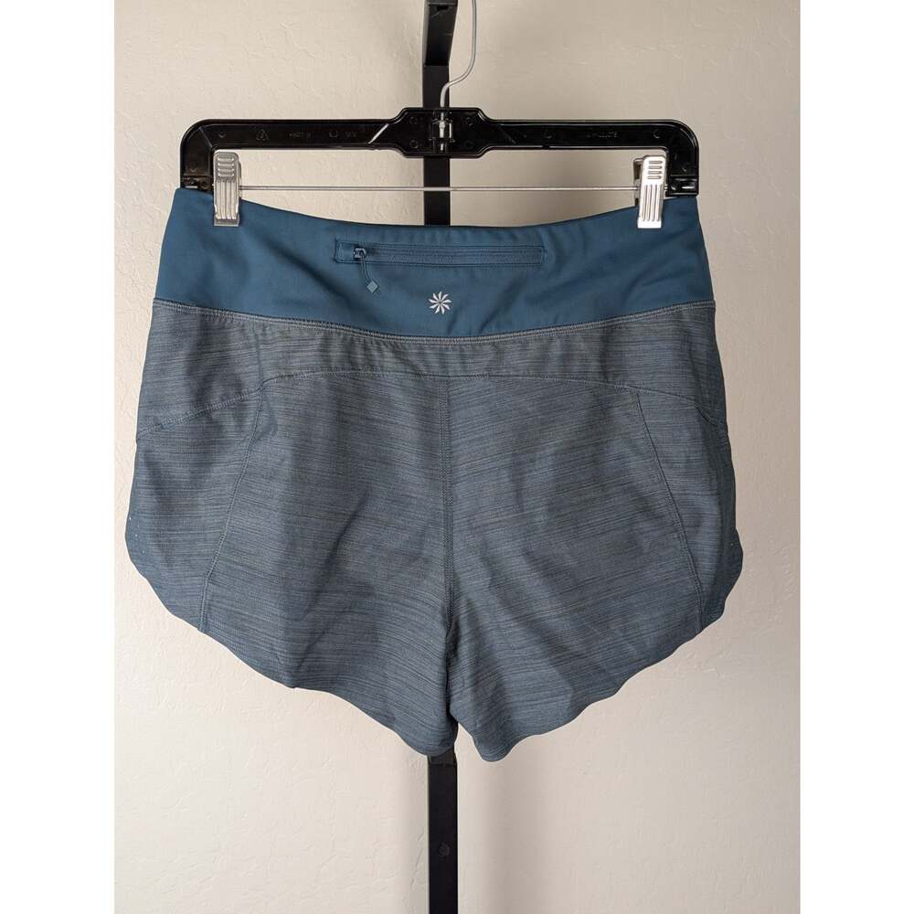 Athleta size Small Run With It Textured 3.5 Inch Shorts Teal Blue Green - Picture 3 of 7